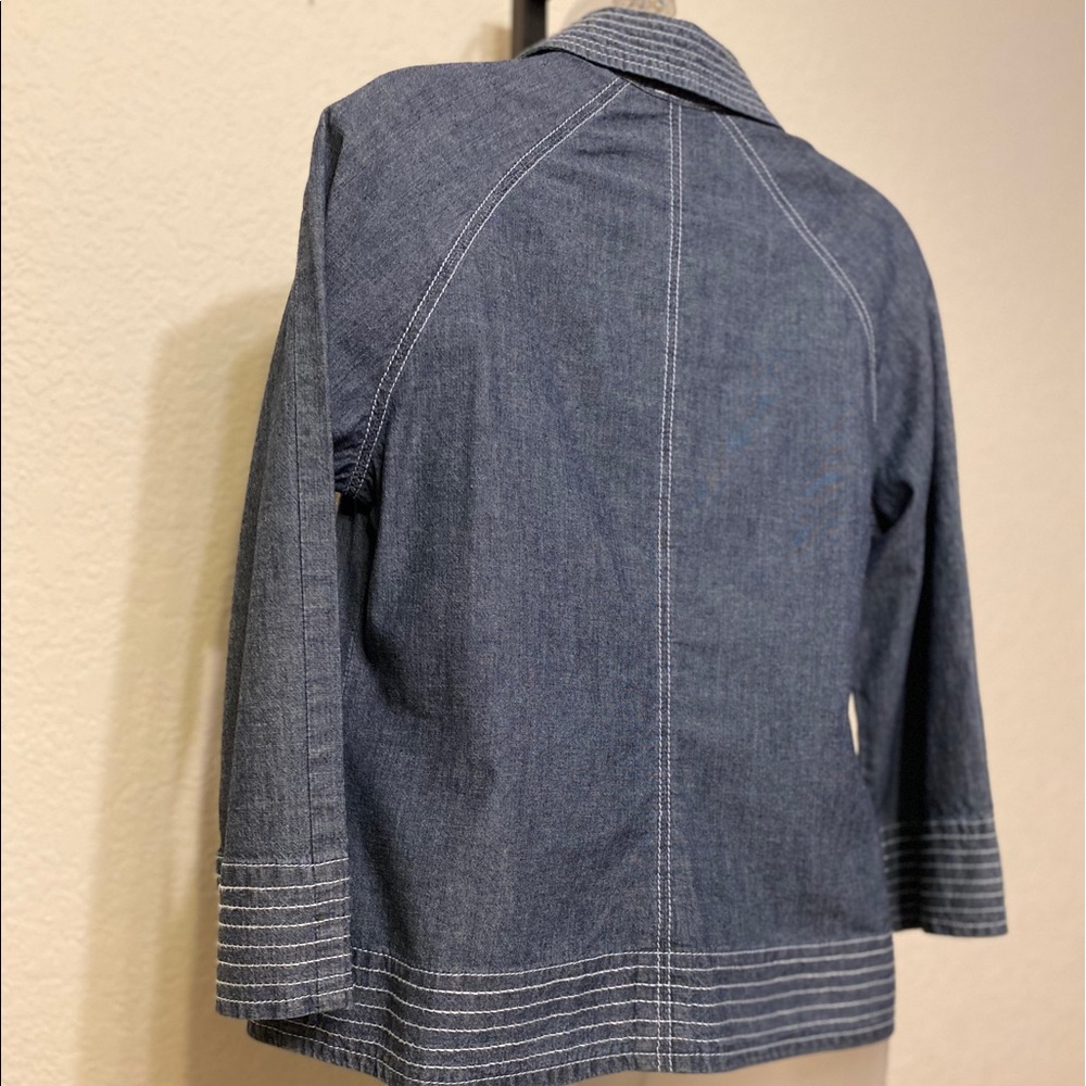 Chico’s Blue Denim Blazer Jacket Small - Picture 4 of 8